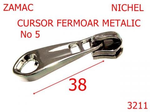 Cursor fermoar metalic No5 mm nichel 3211