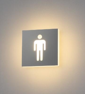 Semn de toaleta cu LED patrat pentru barbati