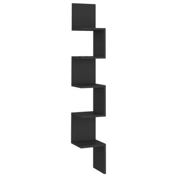 Raft de perete pentru colt, negru, 20x20x127,5 cm de la Comfy Store