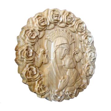 Icoana sculptata Maica Domnului, rama trandafiri, D21 cm de la Artsculpt Srl