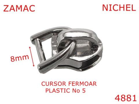 Cursor fermoar spiralat din plastic No5 zamac nichel 4881