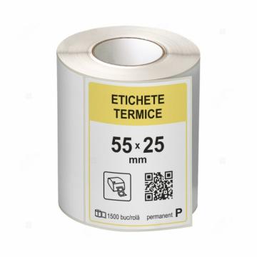Etichete in rola, termice 55 x 25 mm, 1500 etichete/rola de la Label Print Srl