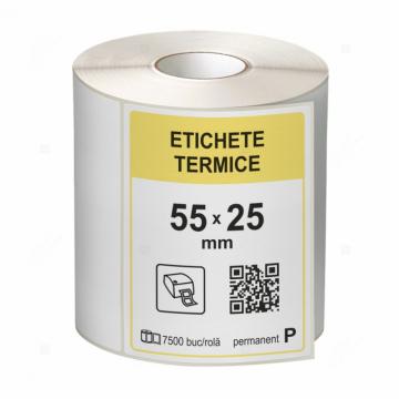 Etichete in rola, termice 55 x 25 mm, 7500 etichete/rola