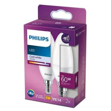 Becuri LED Philips B38, EyeComfort, E14, 7W (60W), 806 2buc.