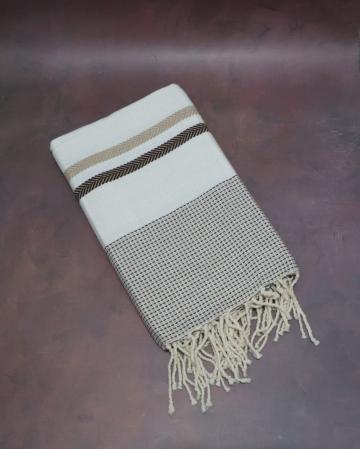 Prosop plaja Fouta | Tunis | white brown 200 x 100 cm