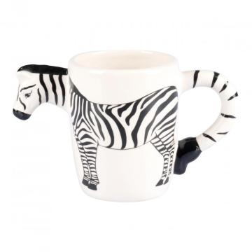 Cana ceramica 3D, 300 ml, 8x16x10 cm, zebra, Happymax