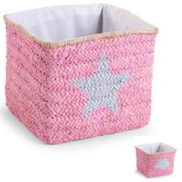 Cos de jucarii impletit 30X33X33cm Pink Star Childhome de la Stiki Concept Srl