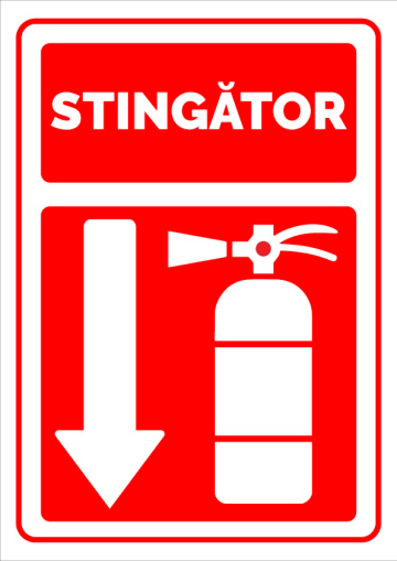 Indicator pentru stingator cu directie in jos