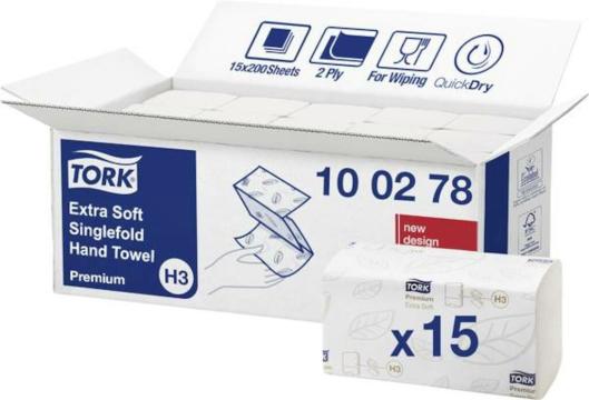 Prosoape maini Tork Prem.HT ZZ Fold Soft H3 15x200Buc