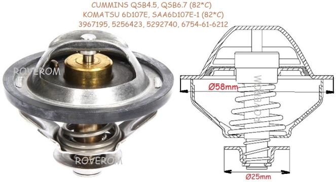 Termostat Cummins QSB6.7, Komatsu SA4D107, SA6D107E, 82C