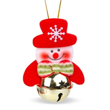 Ornament pentru brad - om de zapada cu clopot - 11 x 10 cm