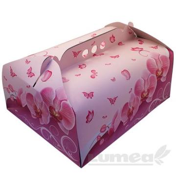 Set cutii dreptunghiulare cu model orchidea pentru tort