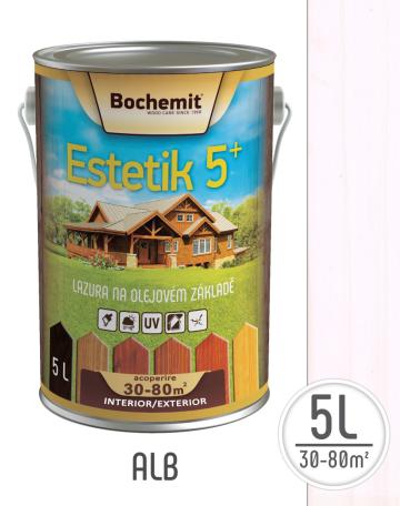 Ulei protector lemn Bochemit Estetik 5l, nuanta alb, 30-60m