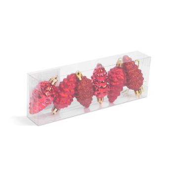 Set decor pentru brad - conuri rosii - 6 cm - 6 buc / set de la Rykdom Trade Srl