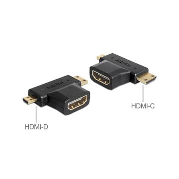 Adaptor Delock 65446 HDMI T- Mini-C HDMI T+ Micro-D HDMI T de la Elnicron Srl