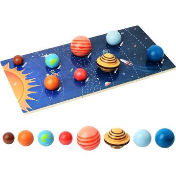 Joc Sistemul solar din lemn 8 planete si 3 planse Montessori