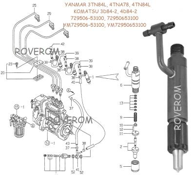 Injector Yanmar 3TN84, 4TNA78, 4TN84l, Komatsu 3D84-2,4D84-2