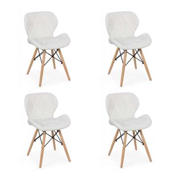 Set 4 scaune de bucatarie din piele si lemn-alb de la European Med Prod