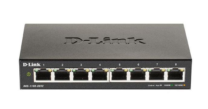 Switch D-Link DGS-1100-08PV2, 8 porturi Gigabit, PoE 802.3af
