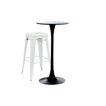 Set bar/cafenea, masa neagra 60x101cm si un scaun metal Raki