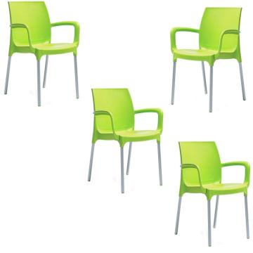 Set 4 scaune gradina Raki Sunset culoare verde 55x58xh82cm
