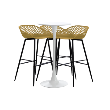 Set bar/cafenea, masa 60x101cm si trei scaune Toyama Raki