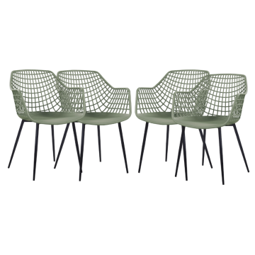 Set 4 scaune verde negru terasa, bar, cafenea Raki Toyama de la Kalina Textile SRL