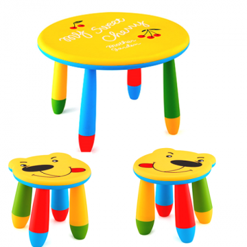 Set mobilier copii Raki, plastic, masa rotunda Slante de la Kalina Textile SRL