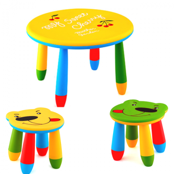 Set mobilier copii Raki, plastic, masa rotunda Slante