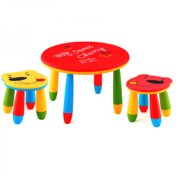 Set mobilier copii Raki, plastic, masa rotunda Slante de la Kalina Textile SRL