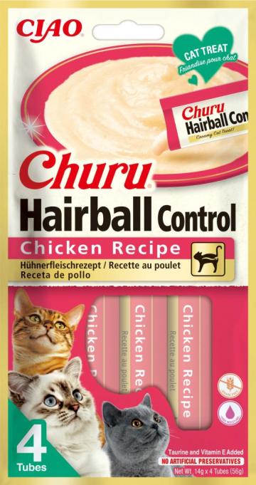 Hrana Churu pentru pisici Hairball Control reteta de pui de la Club4Paws Srl