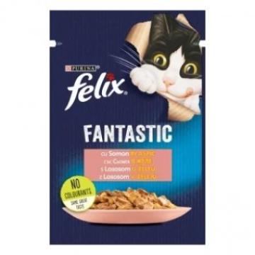 Hrana umeda Purina Felix Fantastic cu somon in aspic 85g de la Supermarket Pentru Tine Srl