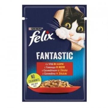 Hrana umeda Purina Felix Fantastic cu vita in aspic 85g de la Supermarket Pentru Tine Srl