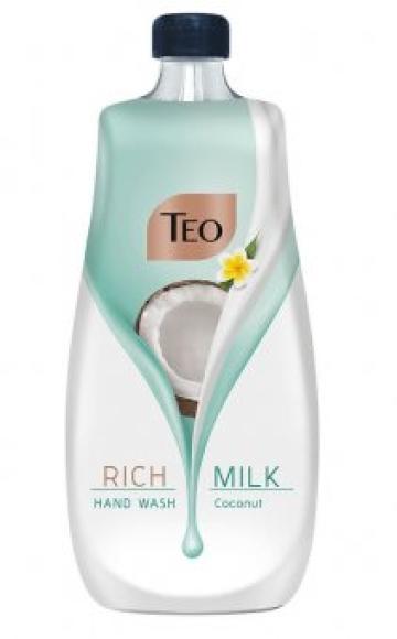 Sapun lichid Teo 800ml Rick Milk Coconut, rezerva