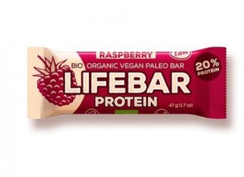 Baton proteic cu zmeura raw bio Lifebar 47g