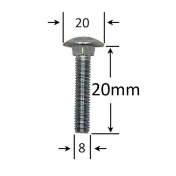 Surub filet metric cap bombat torbant M8x20 - 100 buc/cutie