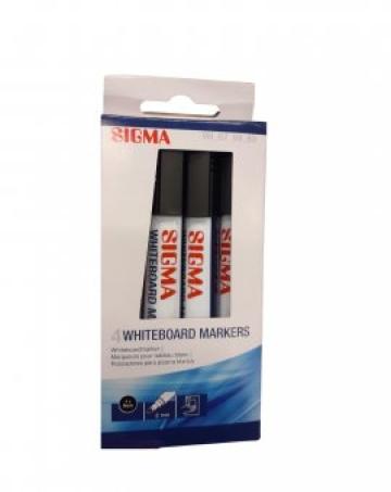 Set markere 4 Whiteboard Markers negru Sigma de la Supermarket Pentru Tine Srl