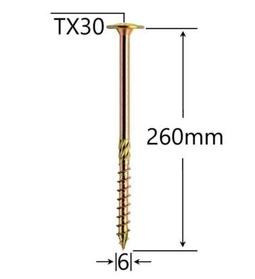 Surub dulgherie cap plat 6x260mm - 100buc/cutie de la Marisim Total Instal Srl