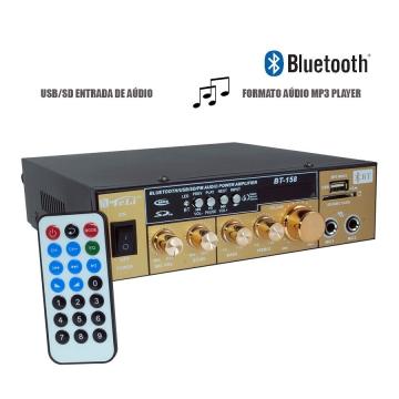 Amplificator audio receiver cu Bluetooth BT-158, telecomanda