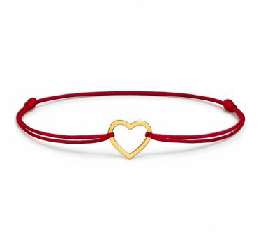 Bratara snur cu inima decupata 10 mm, argint 925 placa Heart