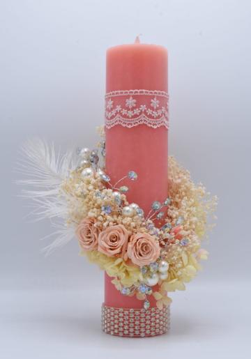 Lumanare botez cu trandafiri criogenati L009 de la Flower Power Gift