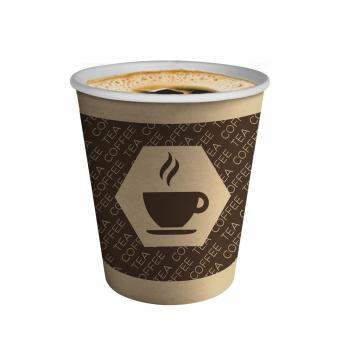Set 100 pahare carton + 100 capace pentru cafea, 200 ml