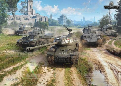 Imagine comestibila tort din zahar World of Tanks cu tancuri de la Lumea Basmelor International Srl