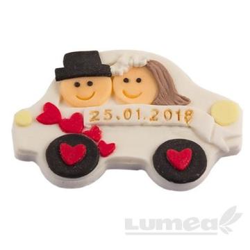 Marturii nunta din zahar Mire si Mireasa Just Married alb