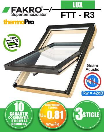 Fereastra mansarda cu izolare fonica Fakro FTT R3 55x98 de la Deposib Expert Srl