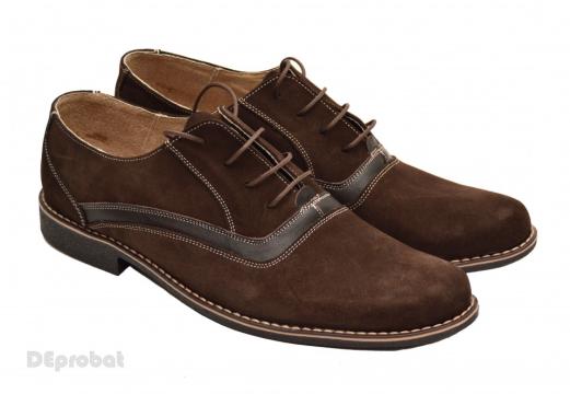 Pantofi barbati piele naturala velur maro casual-eleganti