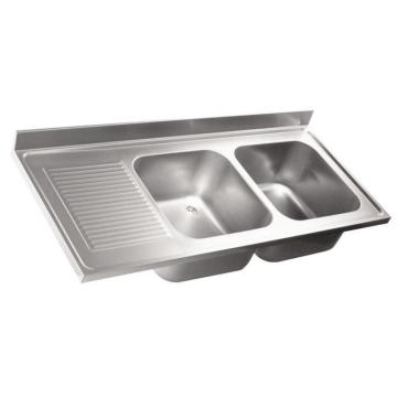 Chiuveta din inox cu doua cuve si picurator, 1600x600 mm