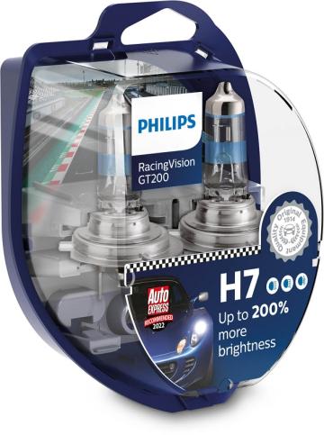 Set 2 becuri far H7 55W 12V Racing Vision GT200 Philips