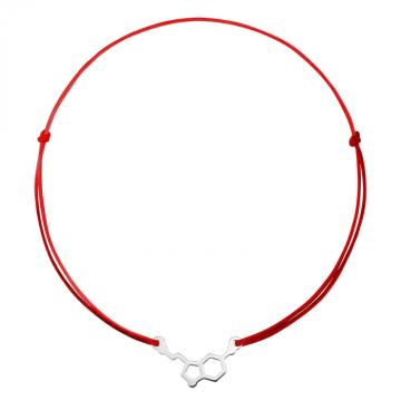 Bratara snur rosu, formula chimica serotonina, argint 925 de la Atelier Lolit Srl