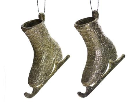Ornamente Patine din plastic aurii 4cm S/2